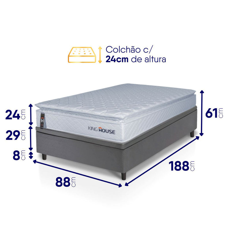 Cama Box Baú Luanda Espuma D28 Solteiro 88x188 King House