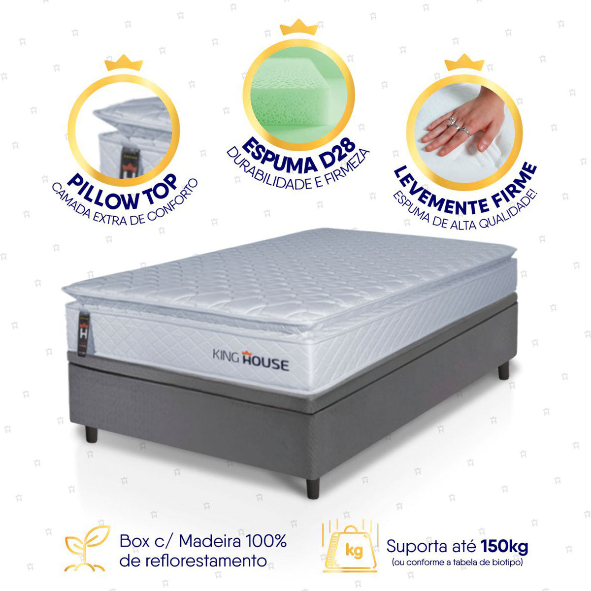 Cama Box Baú Luanda Espuma D28 Solteiro 88x188 King House