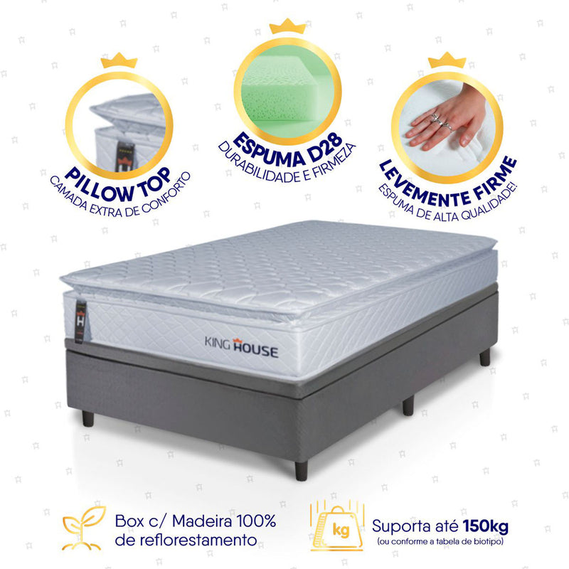 Cama Box Baú Luanda Espuma D28 Solteirão 96x203 King House