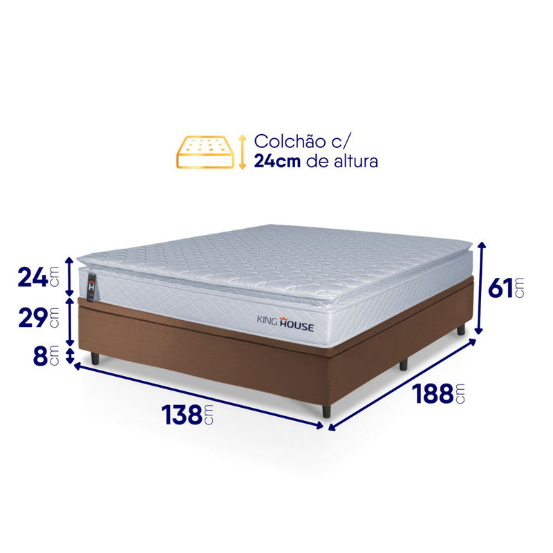 Cama Box Baú Luanda Espuma D28 Casal 138x188 King House