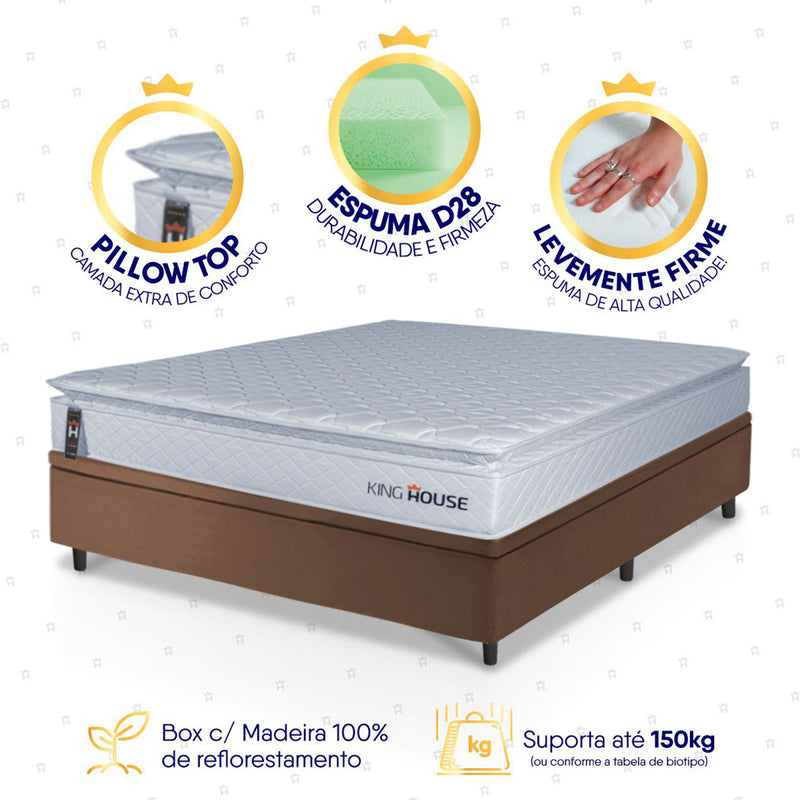 Cama Box Baú Luanda Espuma D28 Casal 138x188 King House
