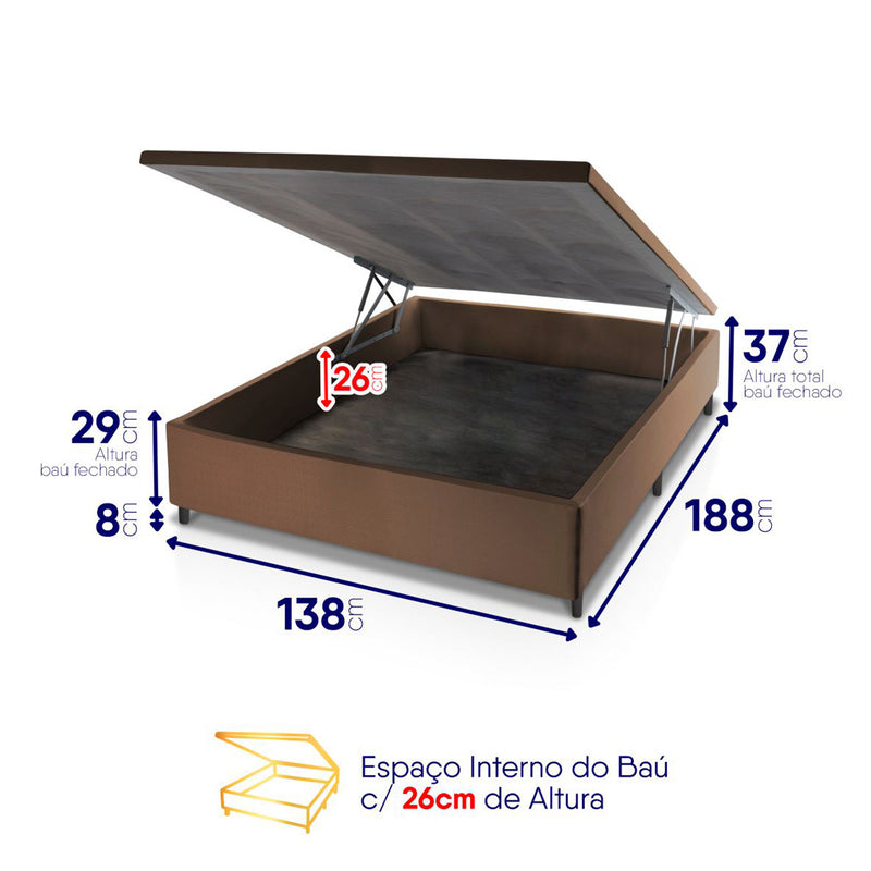 Cama Box Baú Luanda Espuma D28 Casal 138x188 King House