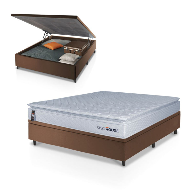 Cama Box Baú Luanda Espuma D28 Casal 138x188 King House