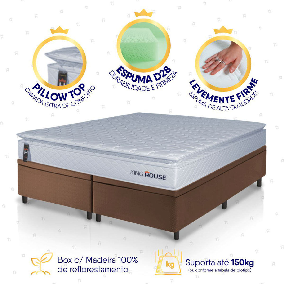 Cama Box Baú Luanda Espuma D28 King 193x203 King House
