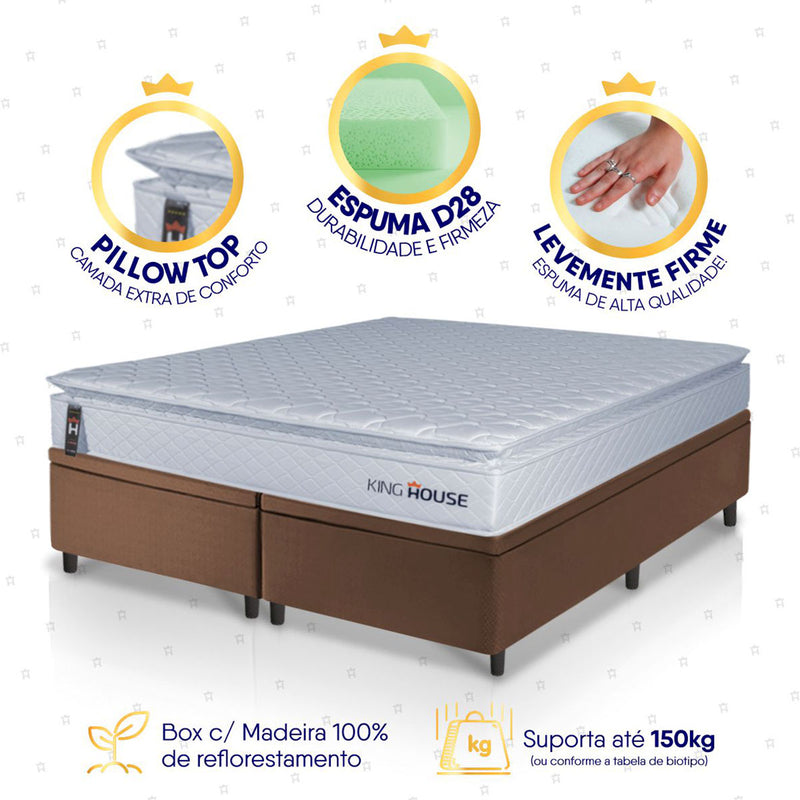 Cama Box Baú Luanda Espuma D28 King 193x203 King House