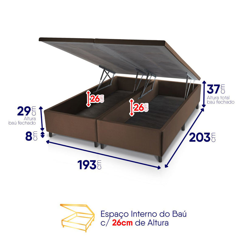 Cama Box Baú Luanda Espuma D28 King 193x203 King House