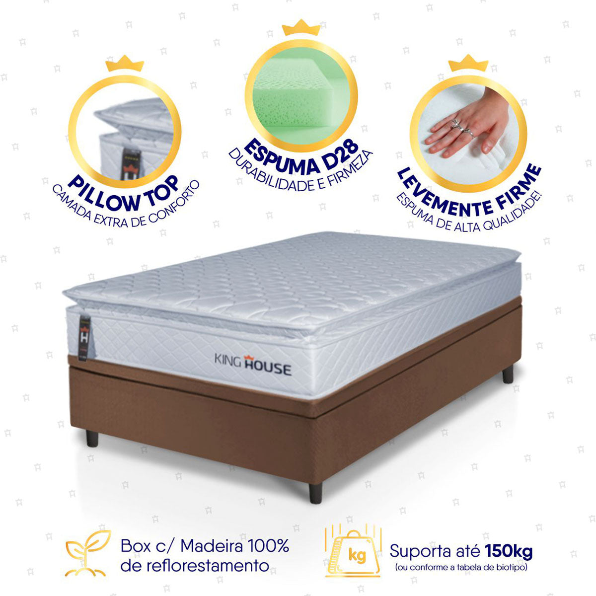 Cama Box Baú Luanda Espuma D28 Solteiro 88x188 King House