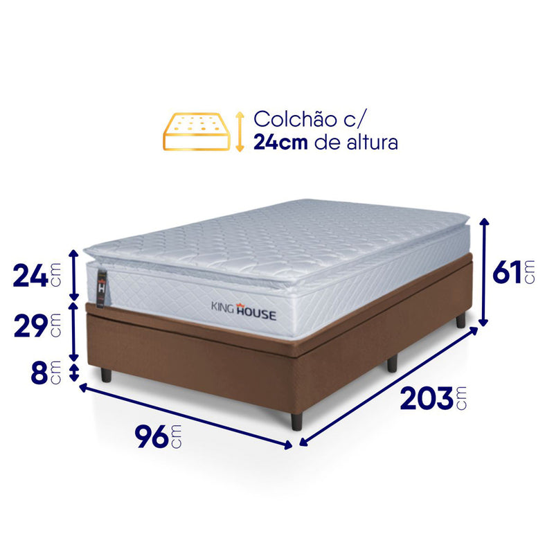 Cama Box Baú Luanda Espuma D28 Solteirão 96x203 King House