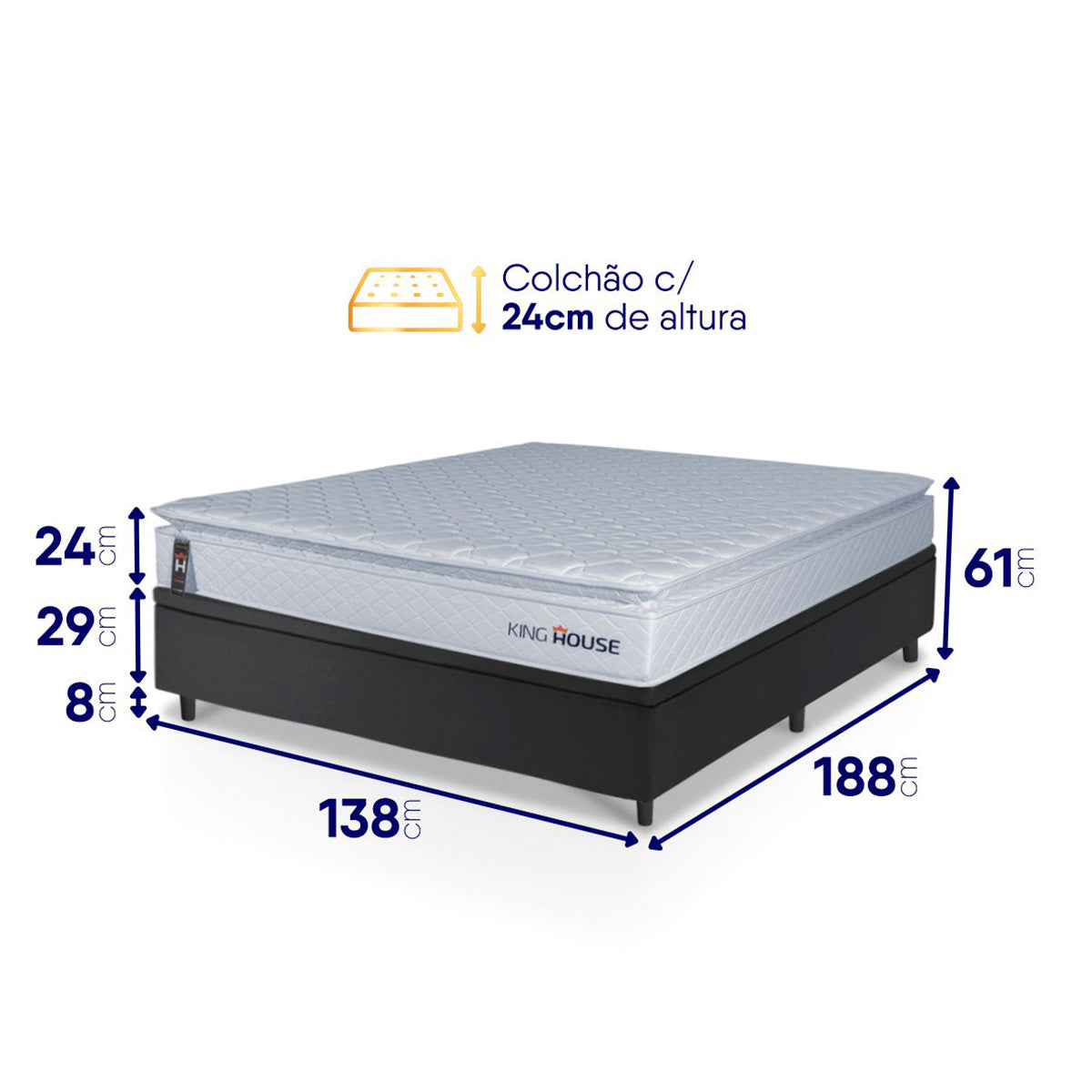 Cama Box Baú Luanda Espuma D28 Casal 138x188 King House
