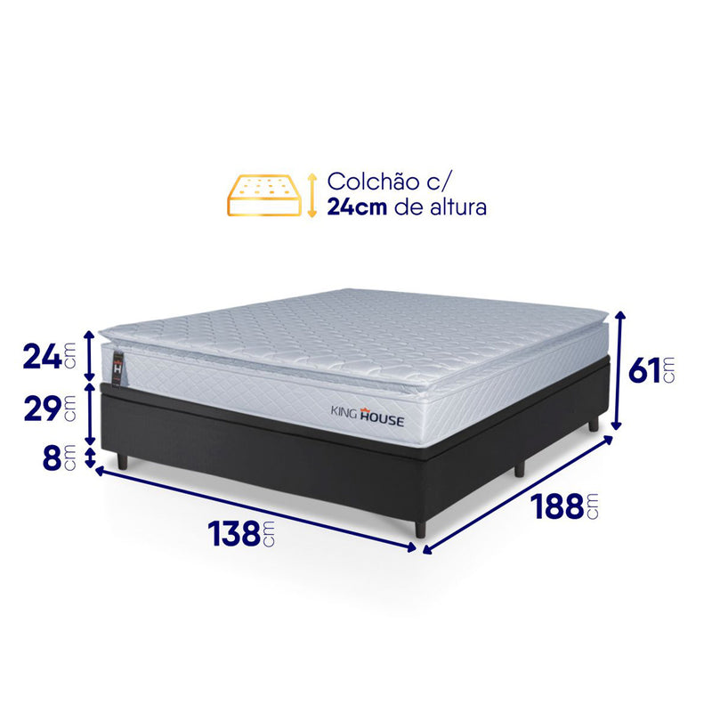 Cama Box Baú Luanda Espuma D28 Casal 138x188 King House