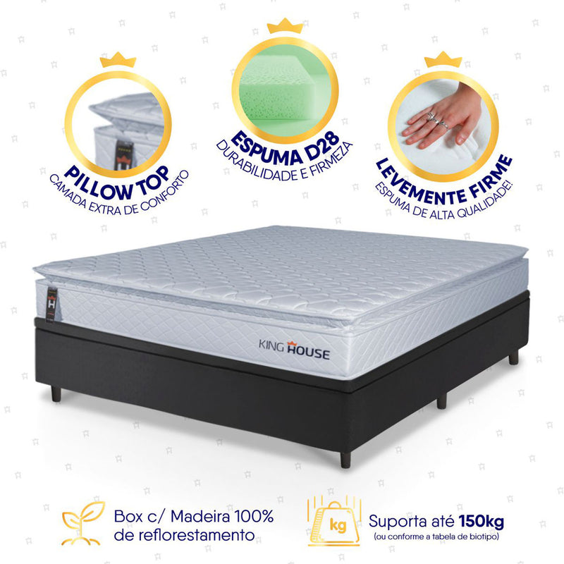 Cama Box Baú Luanda Espuma D28 Casal 138x188 King House