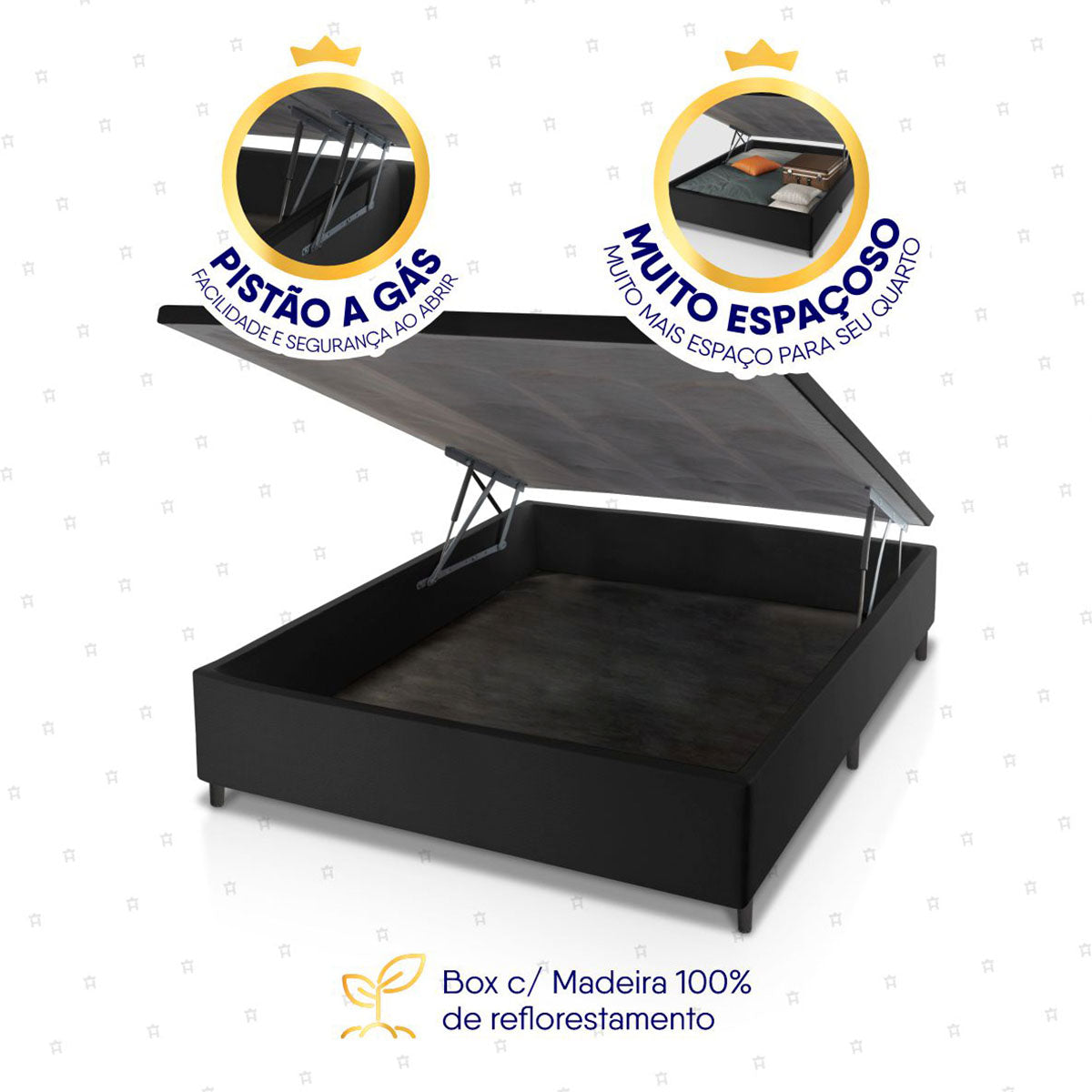 Cama Box Baú Luanda Espuma D28 Casal 138x188 King House