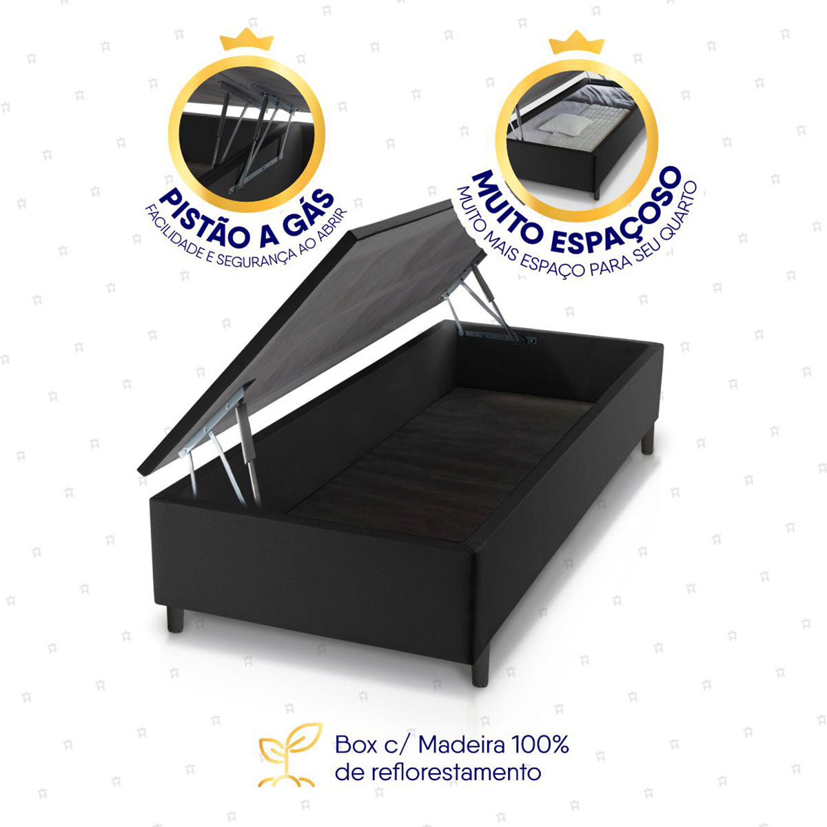Cama Box Baú Luanda Espuma D28 Solteiro 88x188 King House