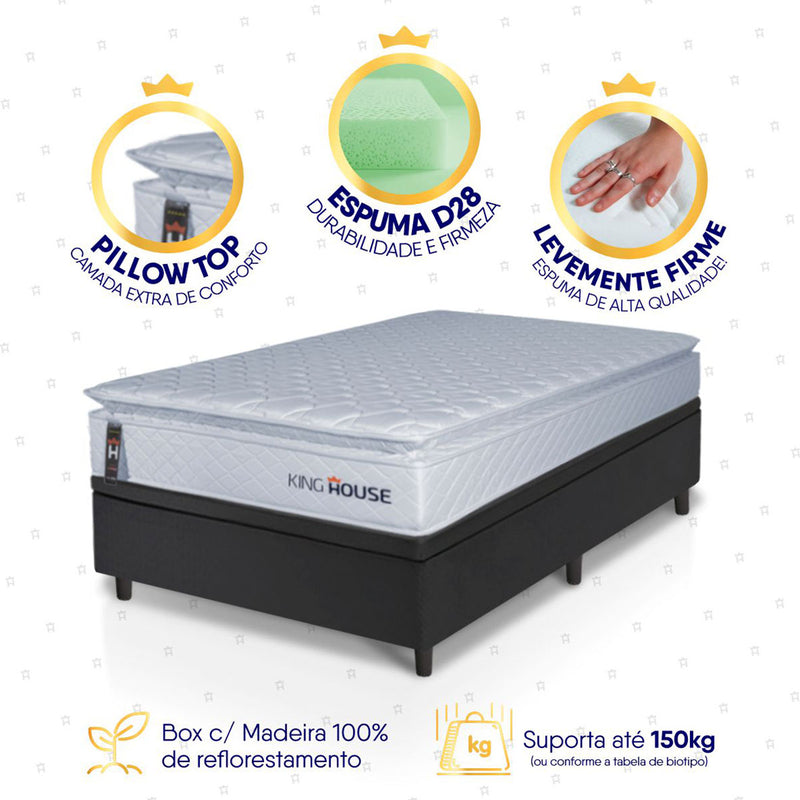 Cama Box Baú Luanda Espuma D28 Solteirão 96x203 King House