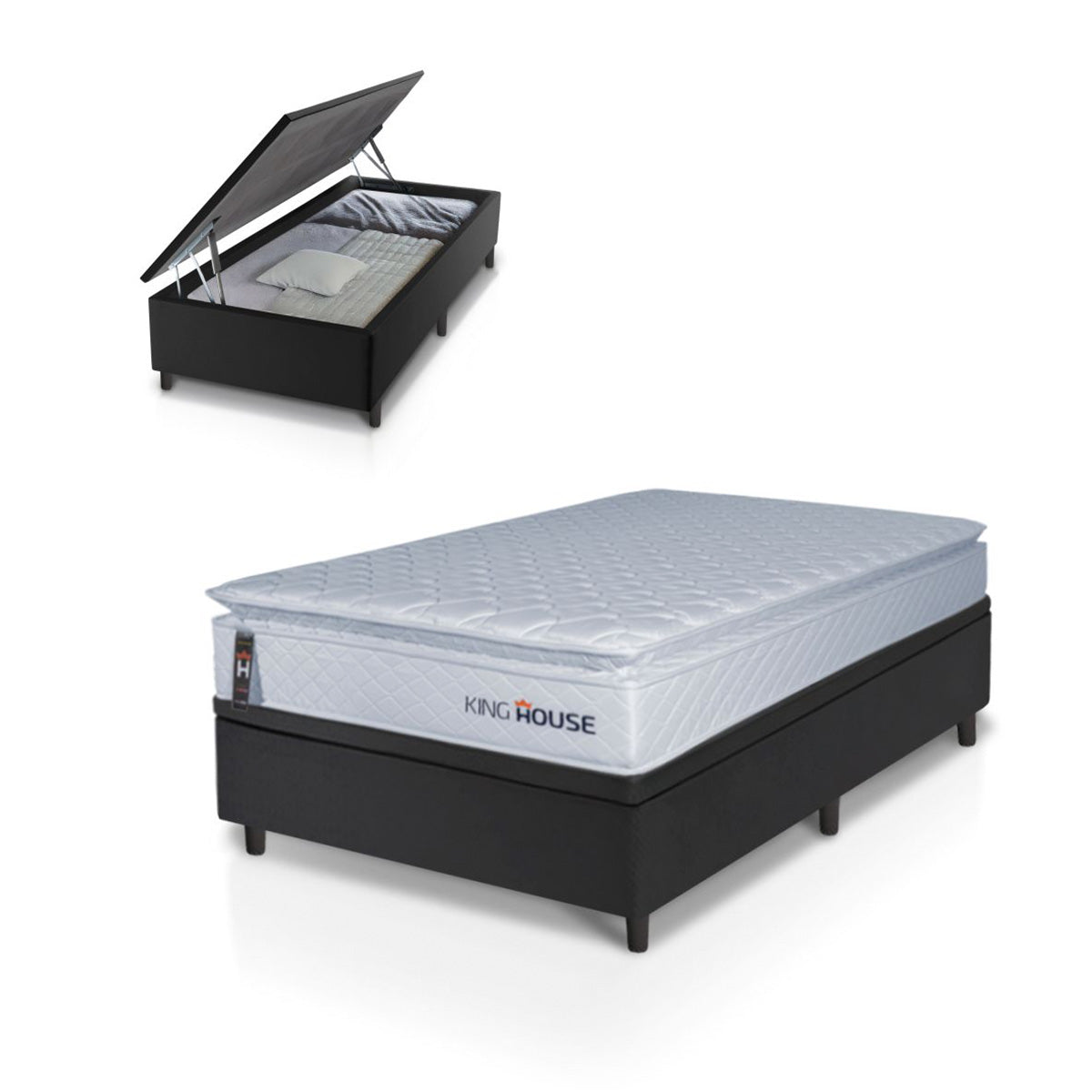 Cama Box Baú Luanda Espuma D28 Solteirão 96x203 King House