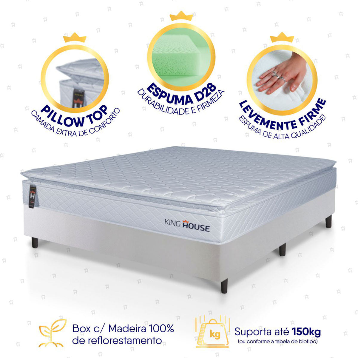 Cama Box Luanda Espuma D28 Viúva 128x188 Branco King House