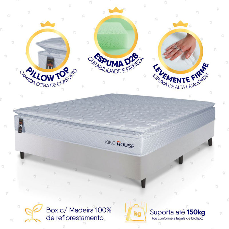 Cama Box Luanda Espuma D28 Viúva 128x188 Branco King House