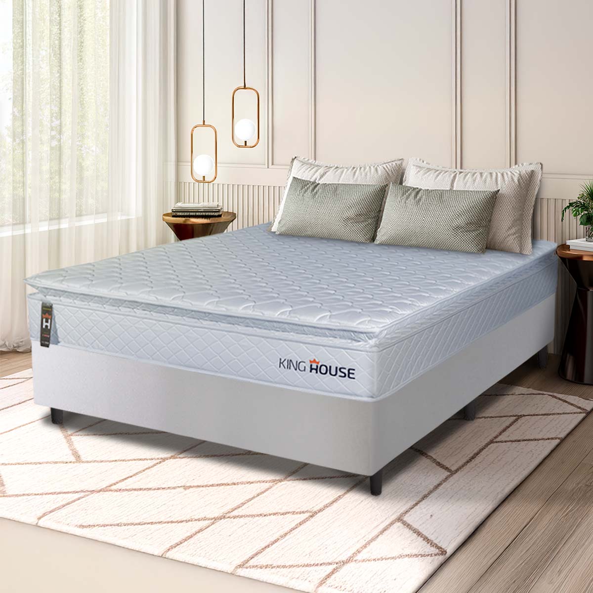 Cama Box Luanda Espuma D28 Casal 138x188 Branco King House