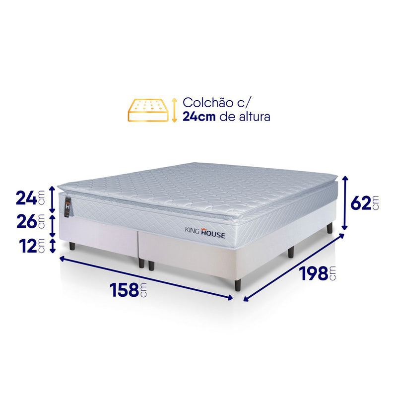 Cama Box Luanda Espuma D28 Queen 158x198 Branco King House