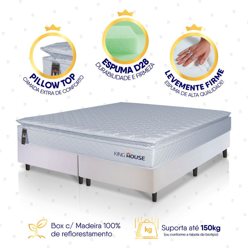 Cama Box Luanda Espuma D28 King 193x203 Branco King House