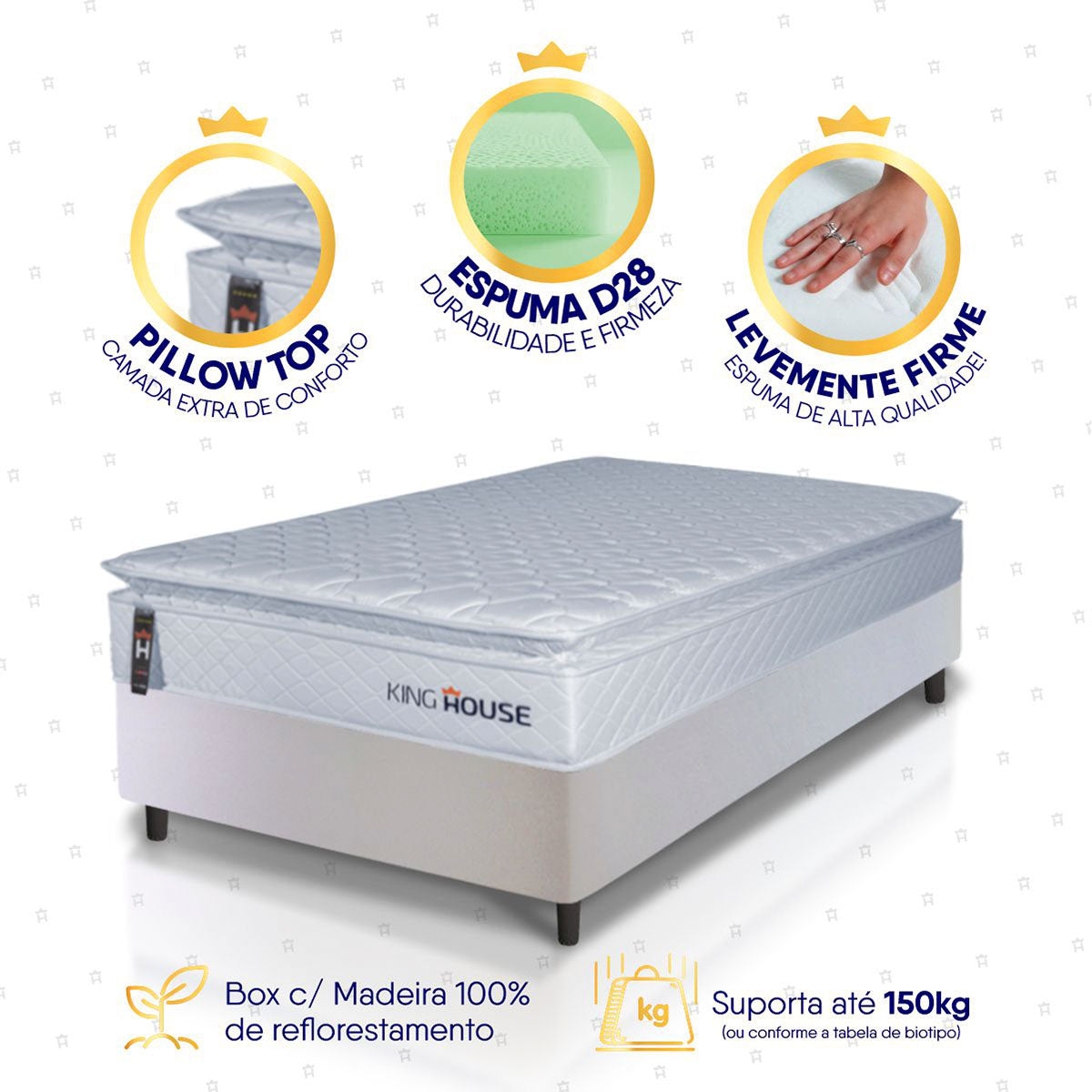 Cama Box Luanda Espuma D28 Solteiro 88x188 Branco King House