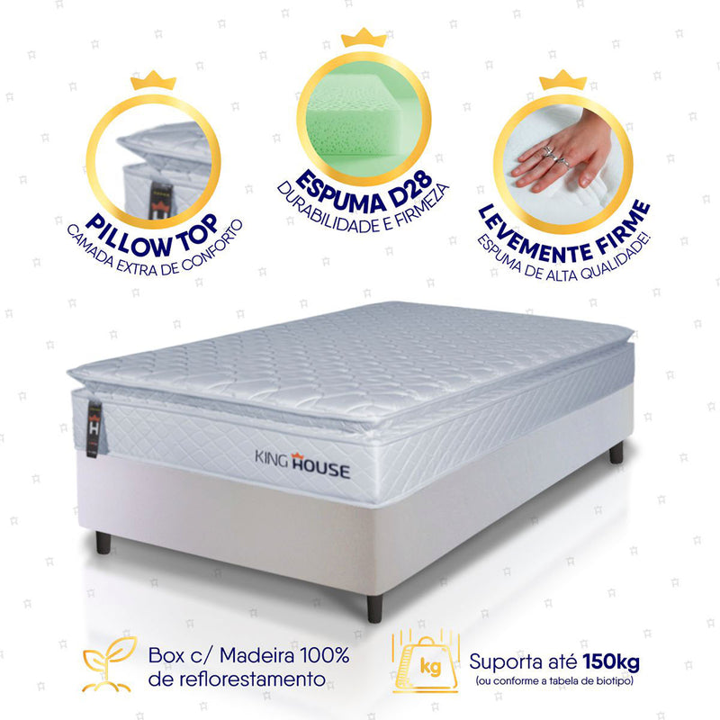 Cama Box Luanda Espuma D28 Solteiro 88x188 Branco King House