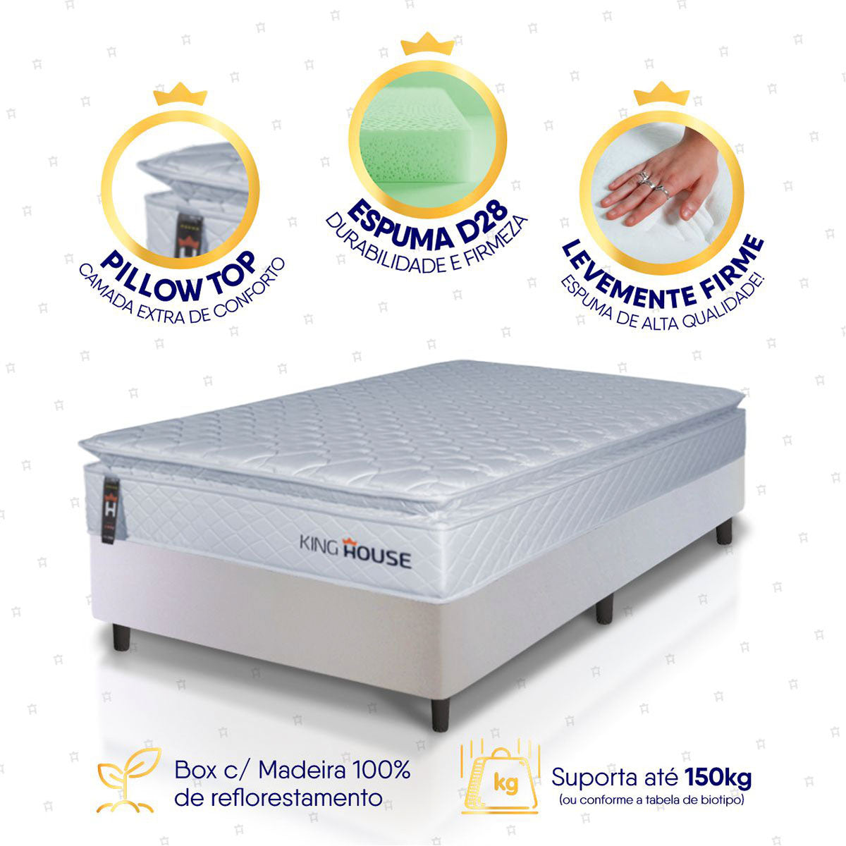 Cama Box Luanda Espuma D28 Solteiro 96x203 Branco King House