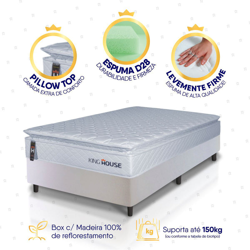 Cama Box Luanda Espuma D28 Solteiro 96x203 Branco King House