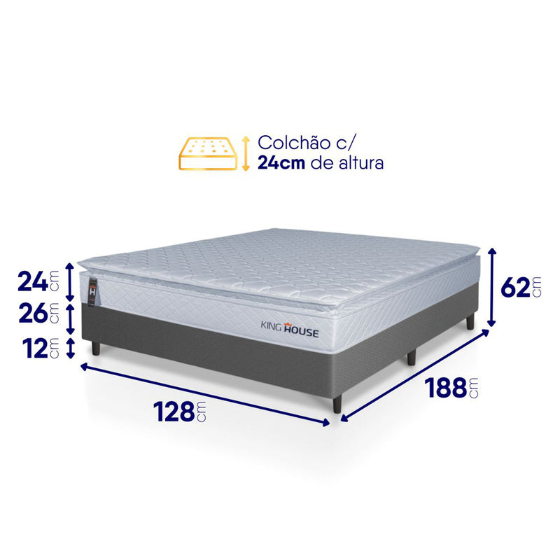 Cama Box Luanda Espuma D28 Viúva 128x188 Cinza King House