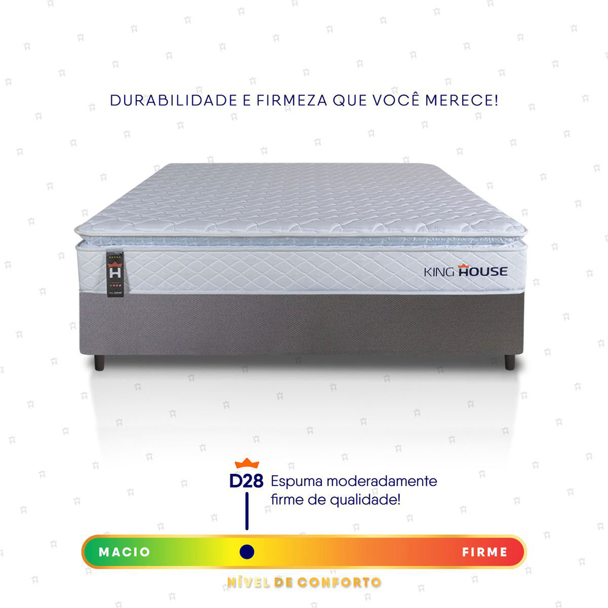 Cama Box Luanda Espuma D28 Casal 138x188 Cinza King House