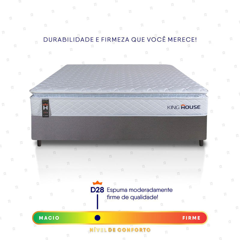 Cama Box Luanda Espuma D28 Casal 138x188 Cinza King House