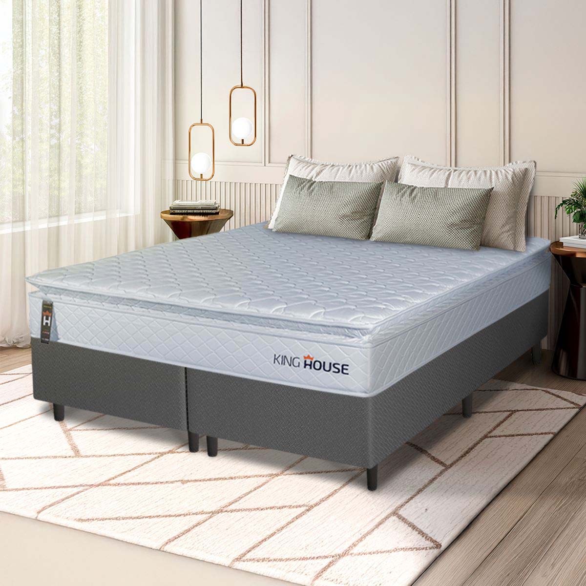 Cama Box Luanda Espuma D28 Queen 158x198 Cinza King House