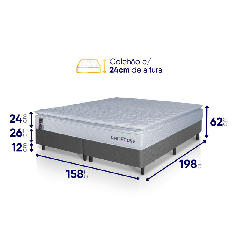 Cama Box Luanda Espuma D28 Queen 158x198 Cinza King House