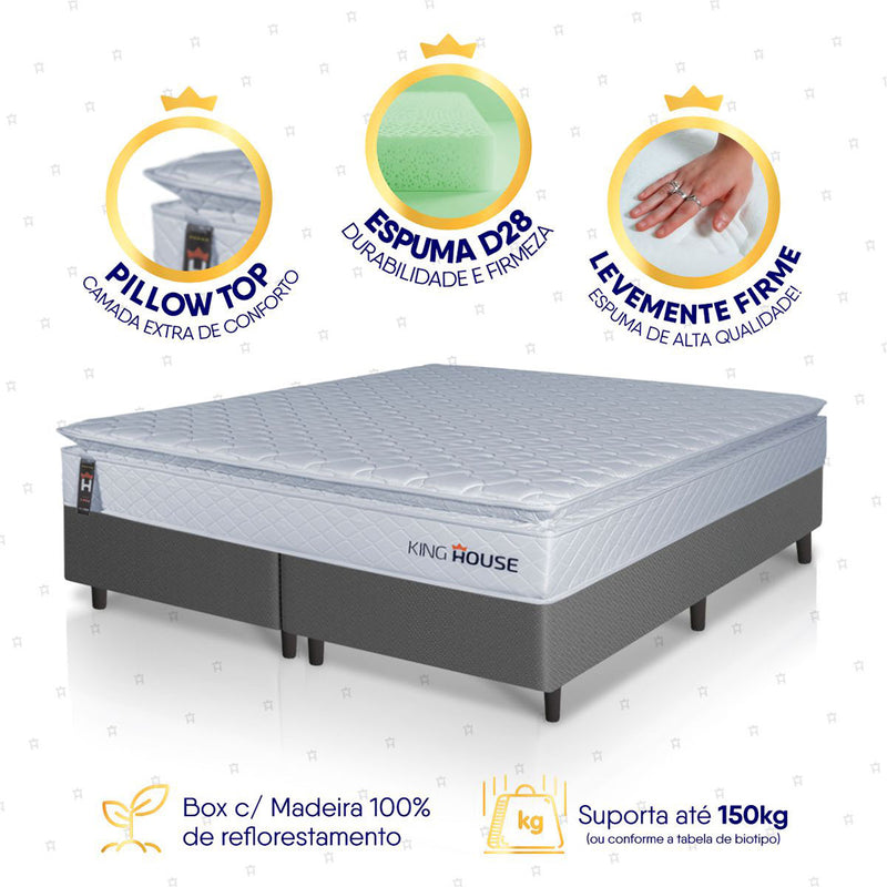 Cama Box Luanda Espuma D28 Queen 158x198 Cinza King House