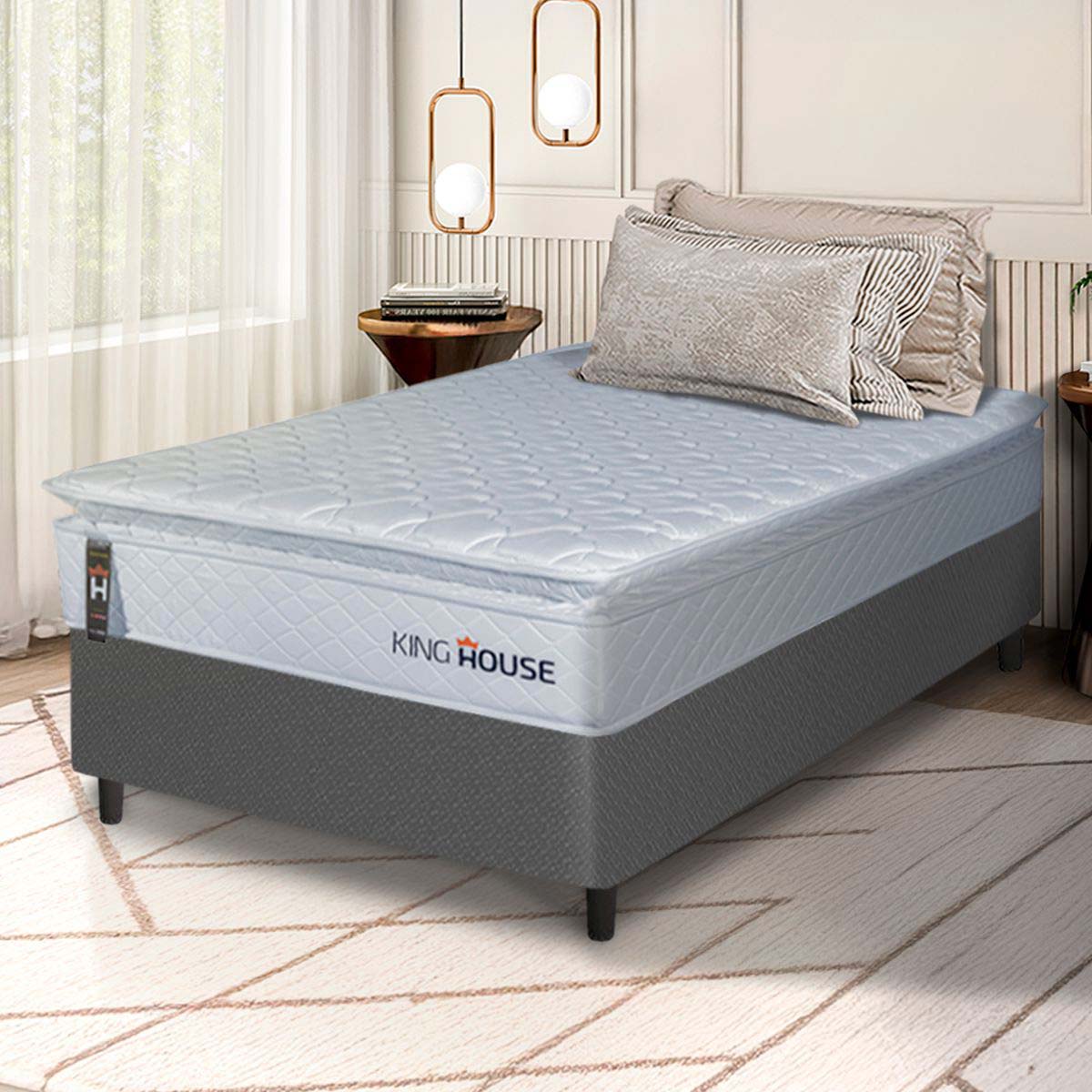 Cama Box Luanda Espuma D28 Solteiro 88x188 Cinza King House