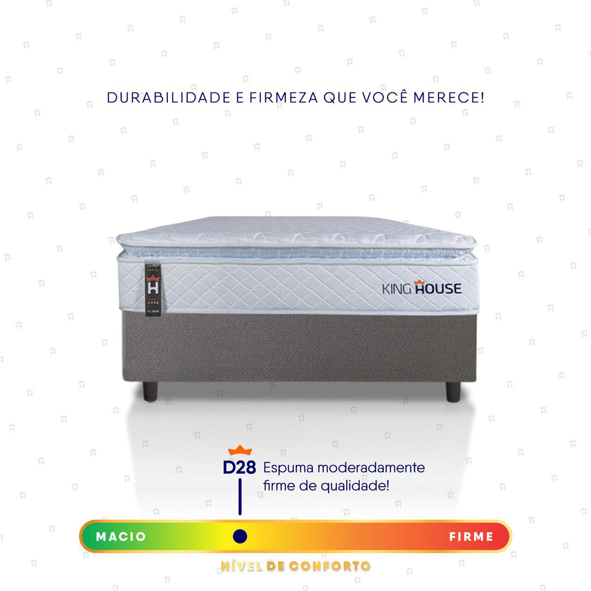 Cama Box Luanda Espuma D28 Solteirão 96x203 Cinza King House