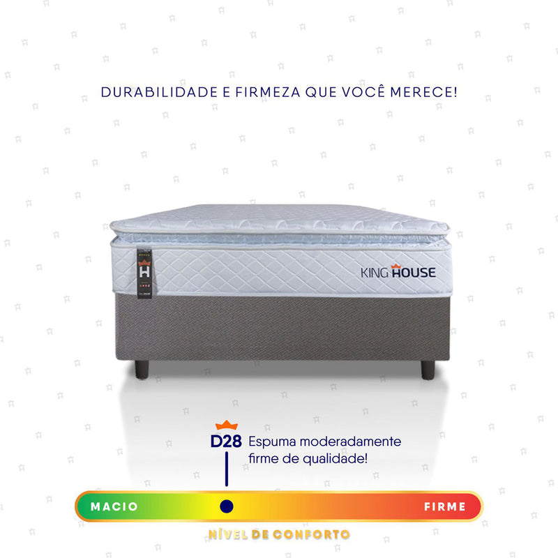 Cama Box Luanda Espuma D28 Solteirão 96x203 Cinza King House