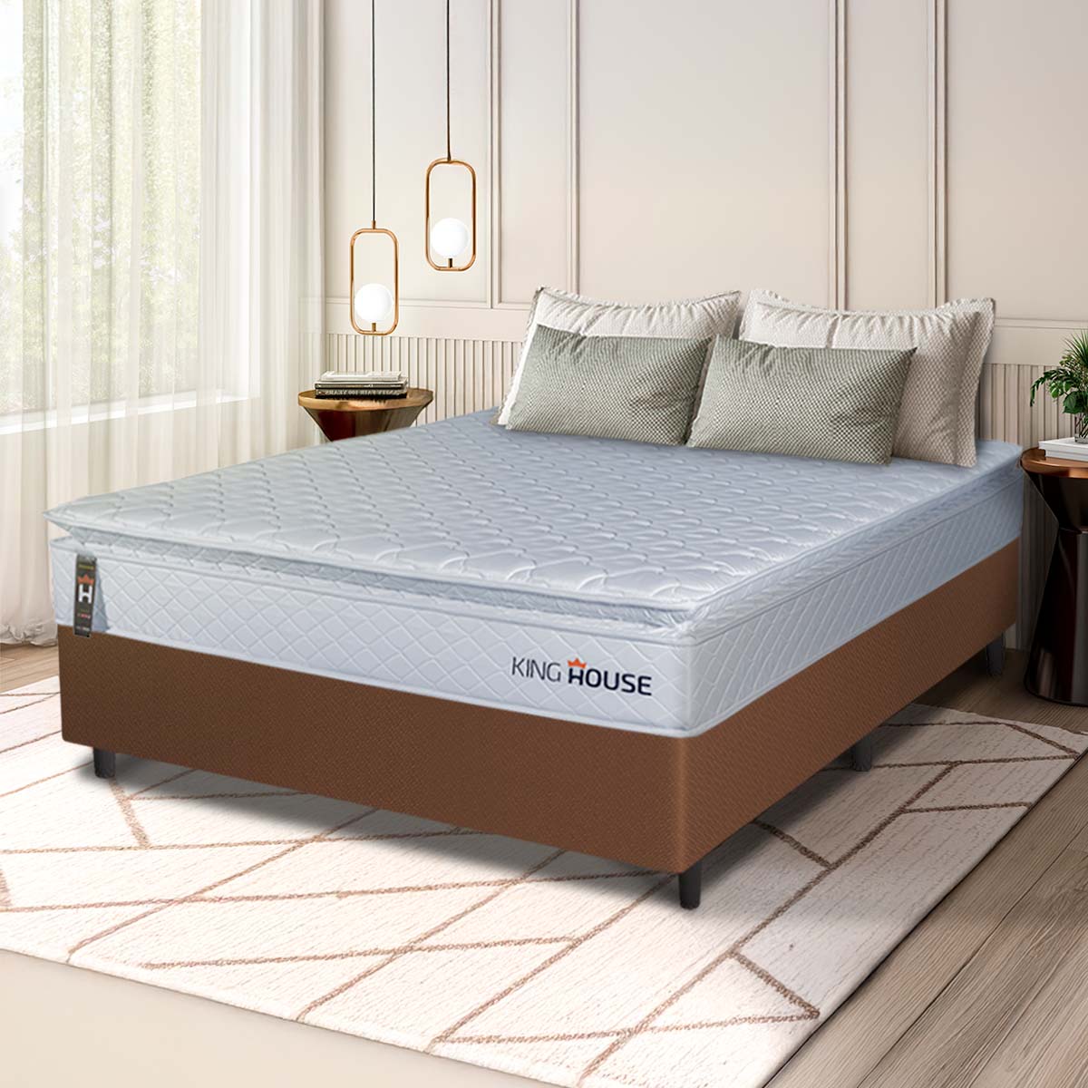 Cama Box Luanda Espuma D28 Casal 138x188 Marrom King House