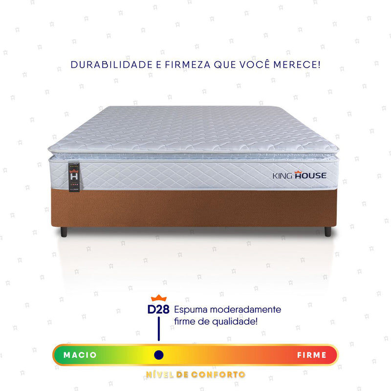 Cama Box Luanda Espuma D28 Casal 138x188 Marrom King House