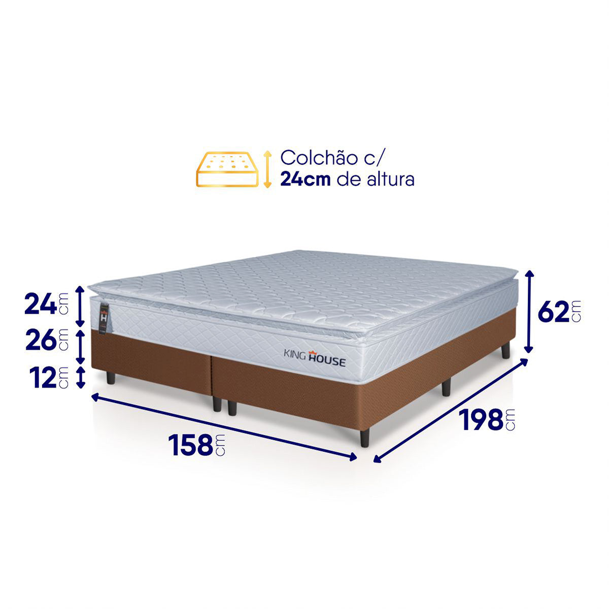 Cama Box Luanda Espuma D28 Queen 158x198 Marrom King House