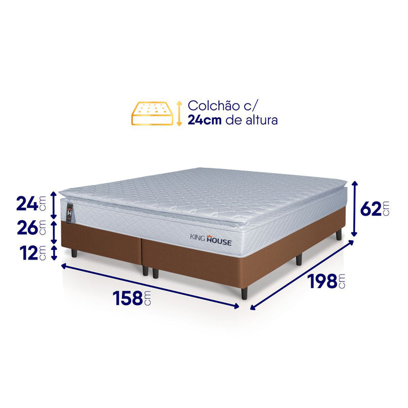 Cama Box Luanda Espuma D28 Queen 158x198 Marrom King House