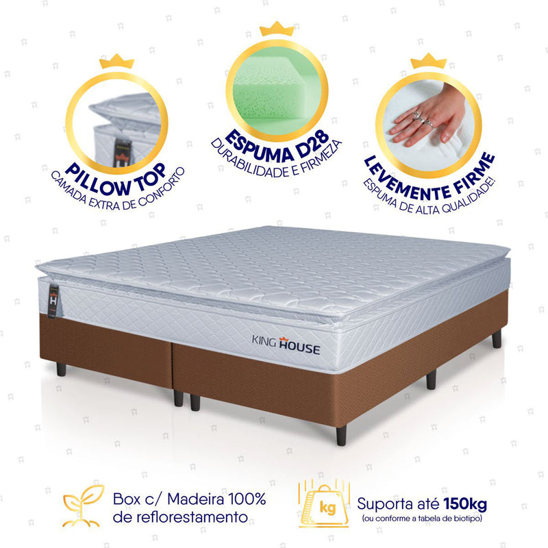 Cama Box Luanda Espuma D28 Queen 158x198 Marrom King House