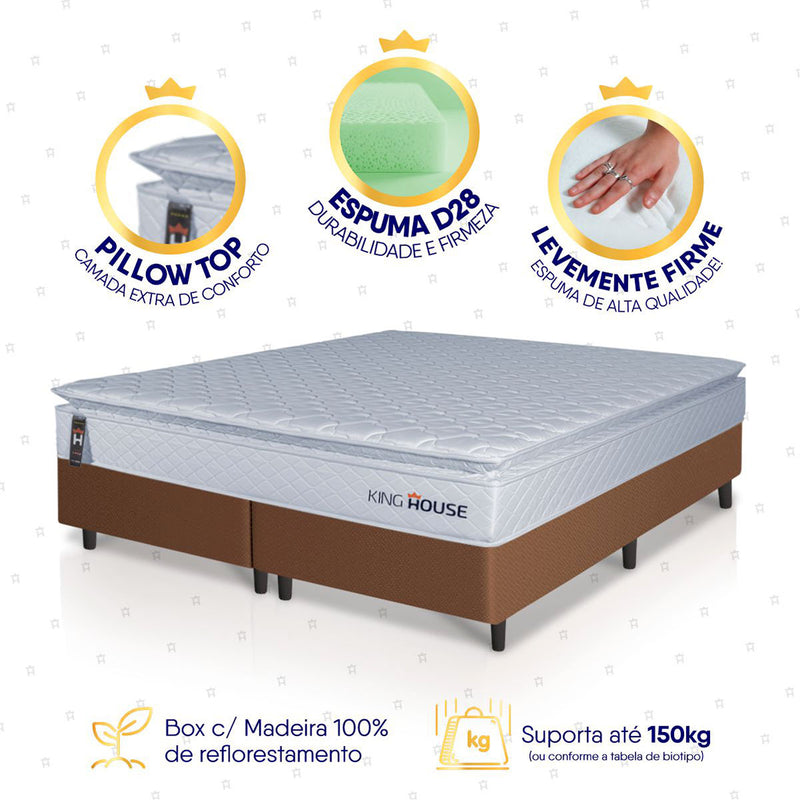Cama Box Luanda Espuma D28 King 193x203 Marrom King House