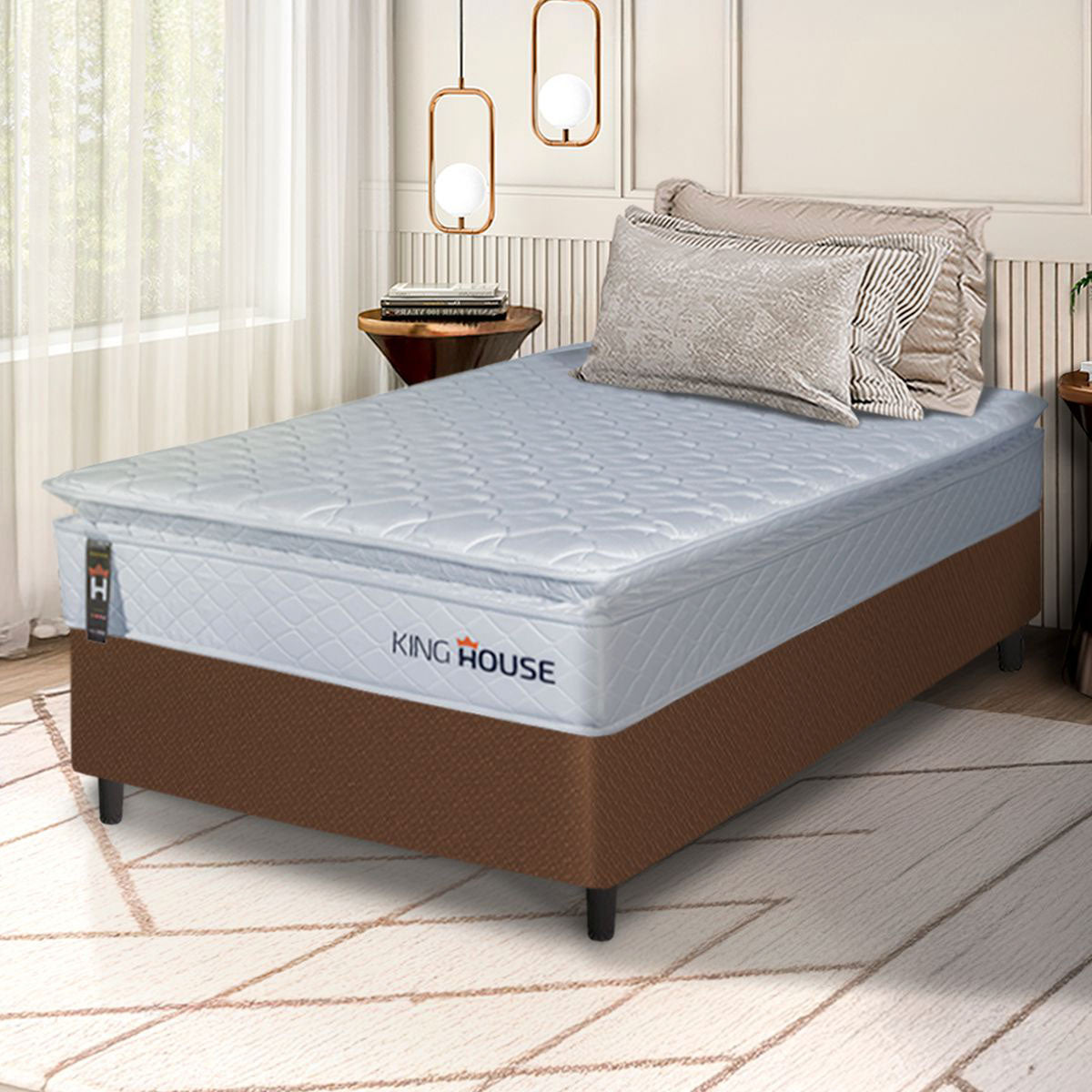Cama Box Luanda Espuma D28 Solteiro 88x188 Marrom King House