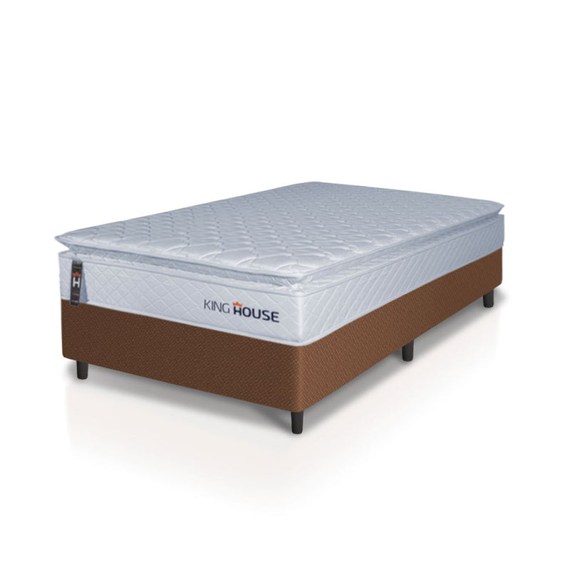 Cama Box Luanda Espuma D28 Solteiro 96x203 Marrom King House