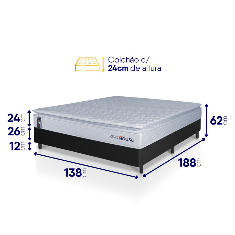 Cama Box Luanda Espuma D28 Viúva 128x188 Preto King House