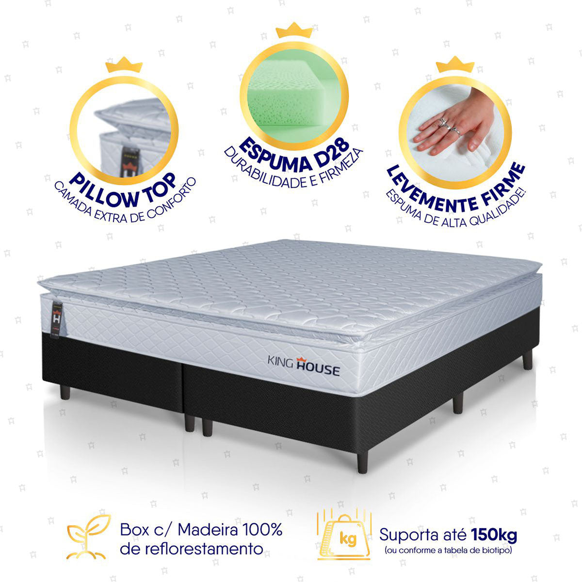 Cama Box Luanda Espuma D28 Queen 158x198 Preto King House