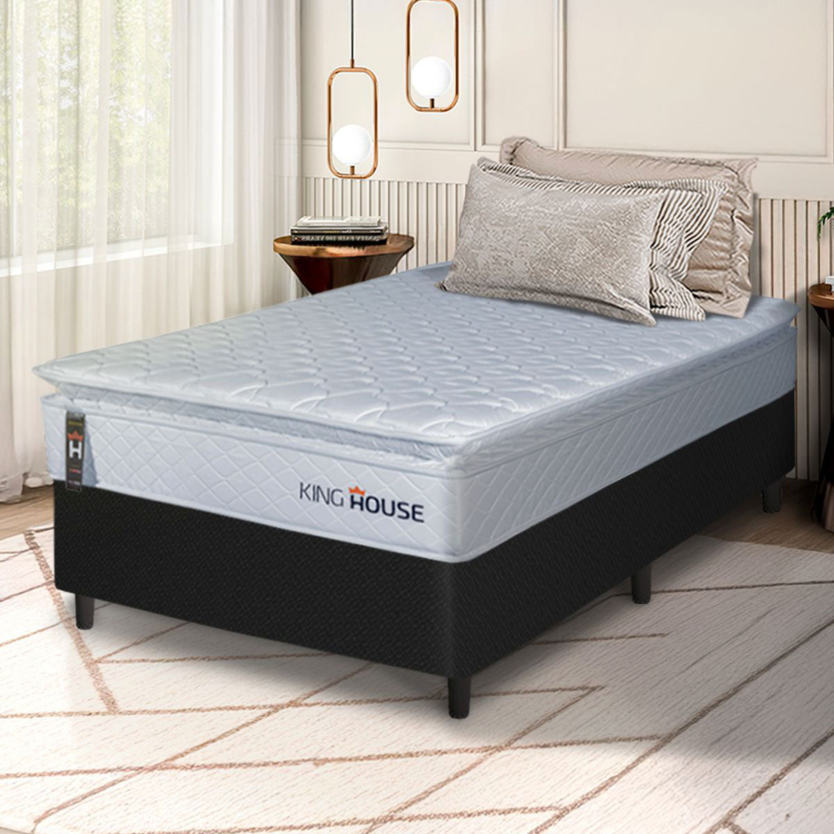 Cama Box Luanda Espuma D28 Solteirão 96x203 Preto King House