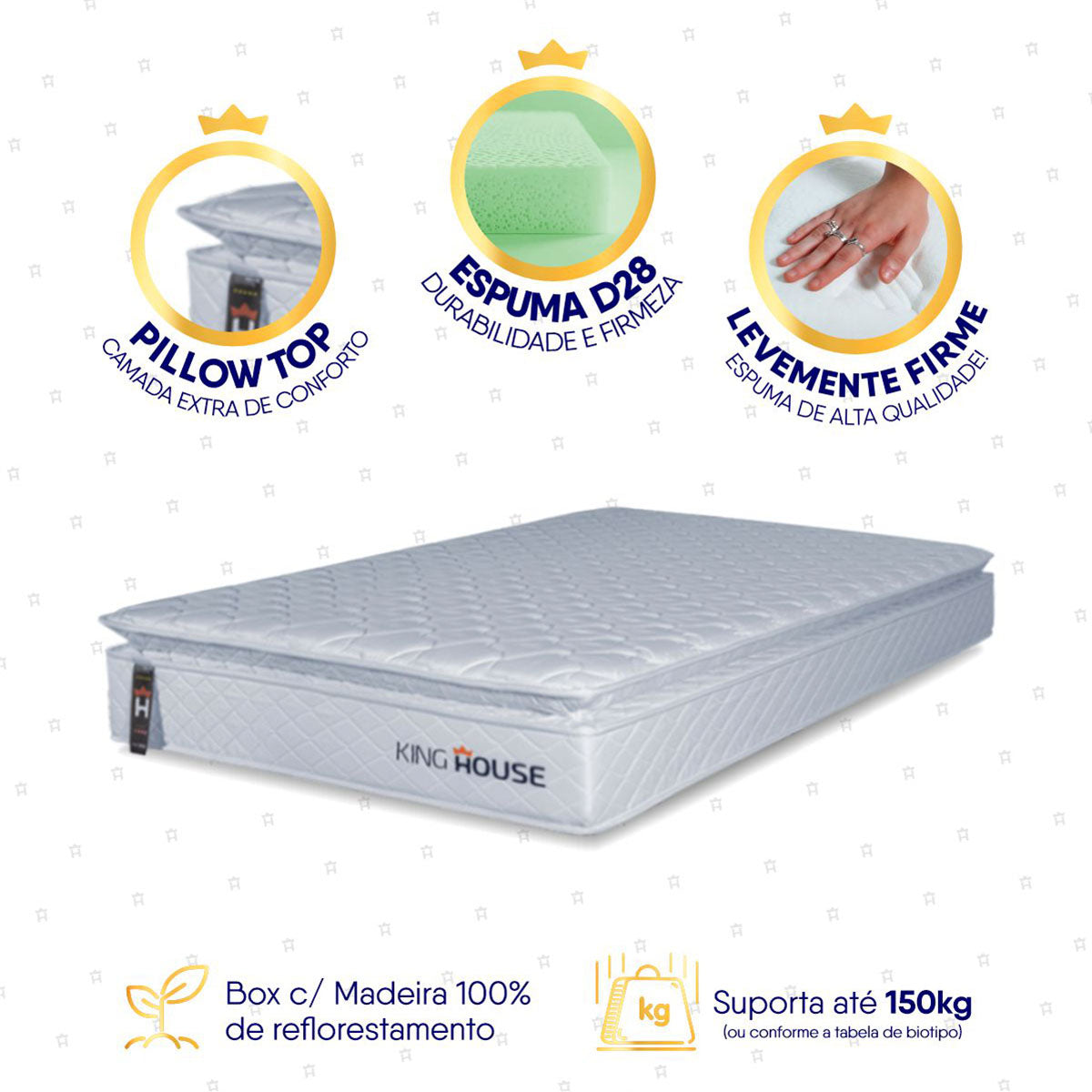 Colchão Luanda Branco Espuma D28 Solteiro 96x203x24