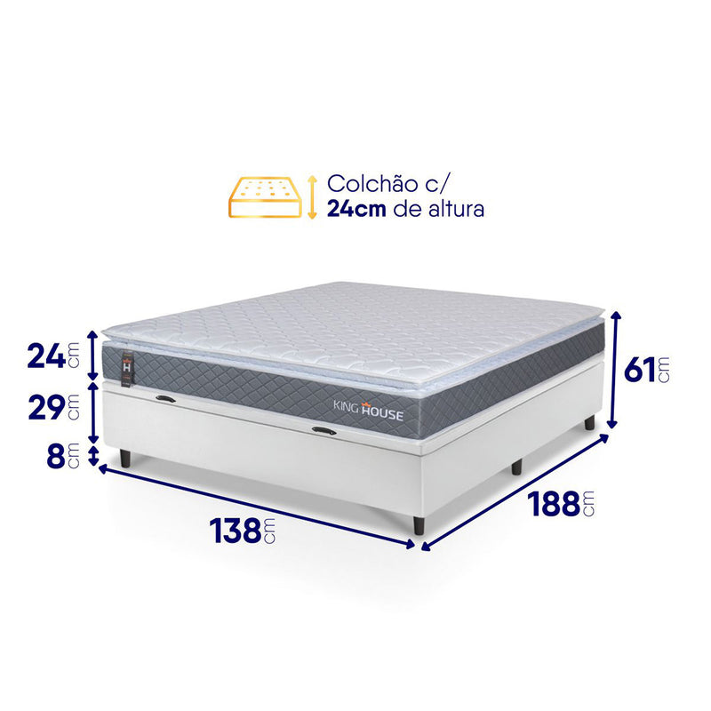 Cama Box Baú Luanda Espuma D28 Casal 138x188 King House